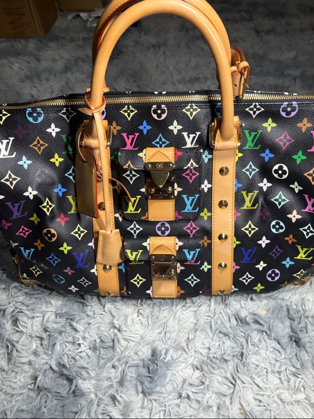 Louis Vuitton Black Multicolor Monogram keepall 40